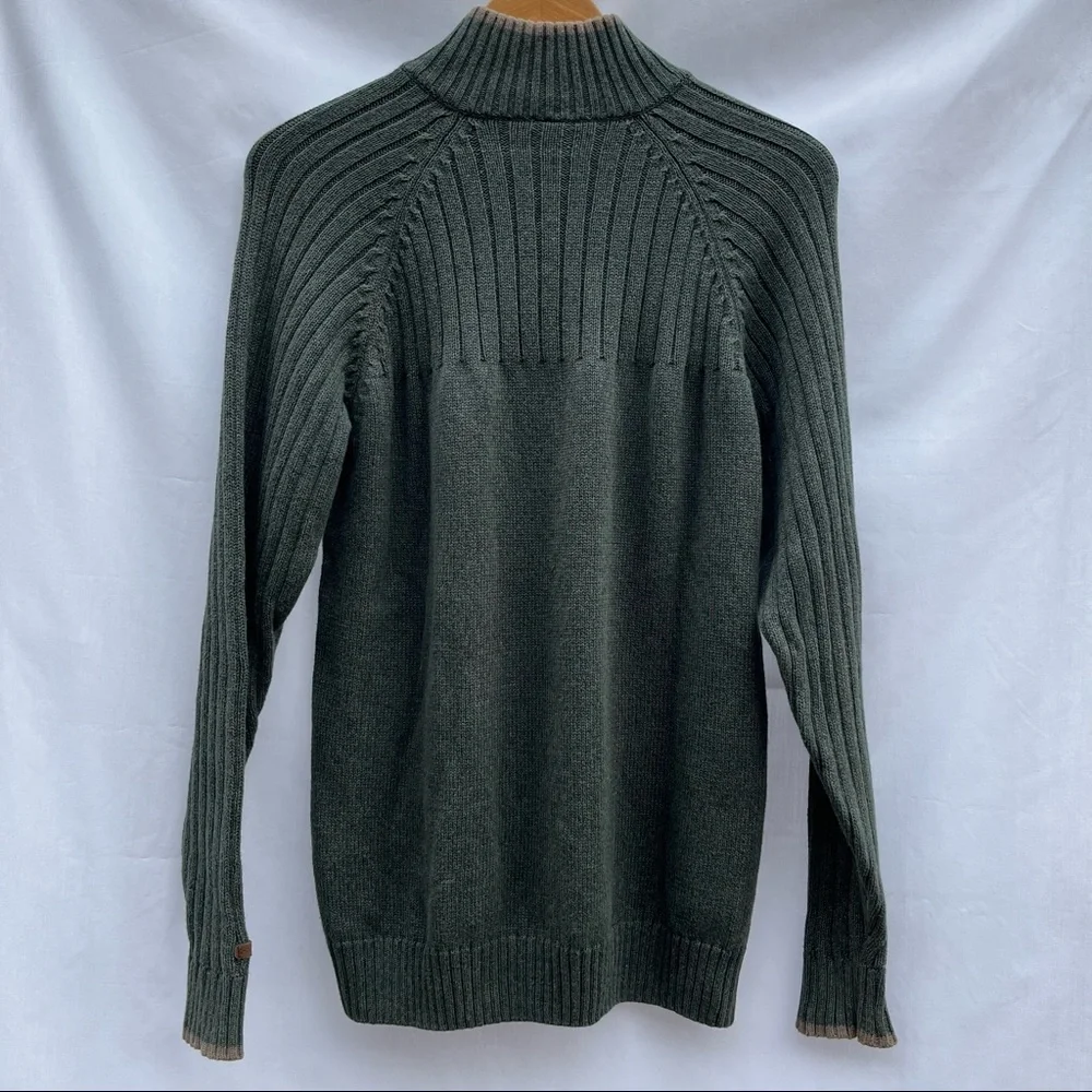 Columbia Olive Green Knit Quarter (1/4) Zip Pullover Sweater Size M